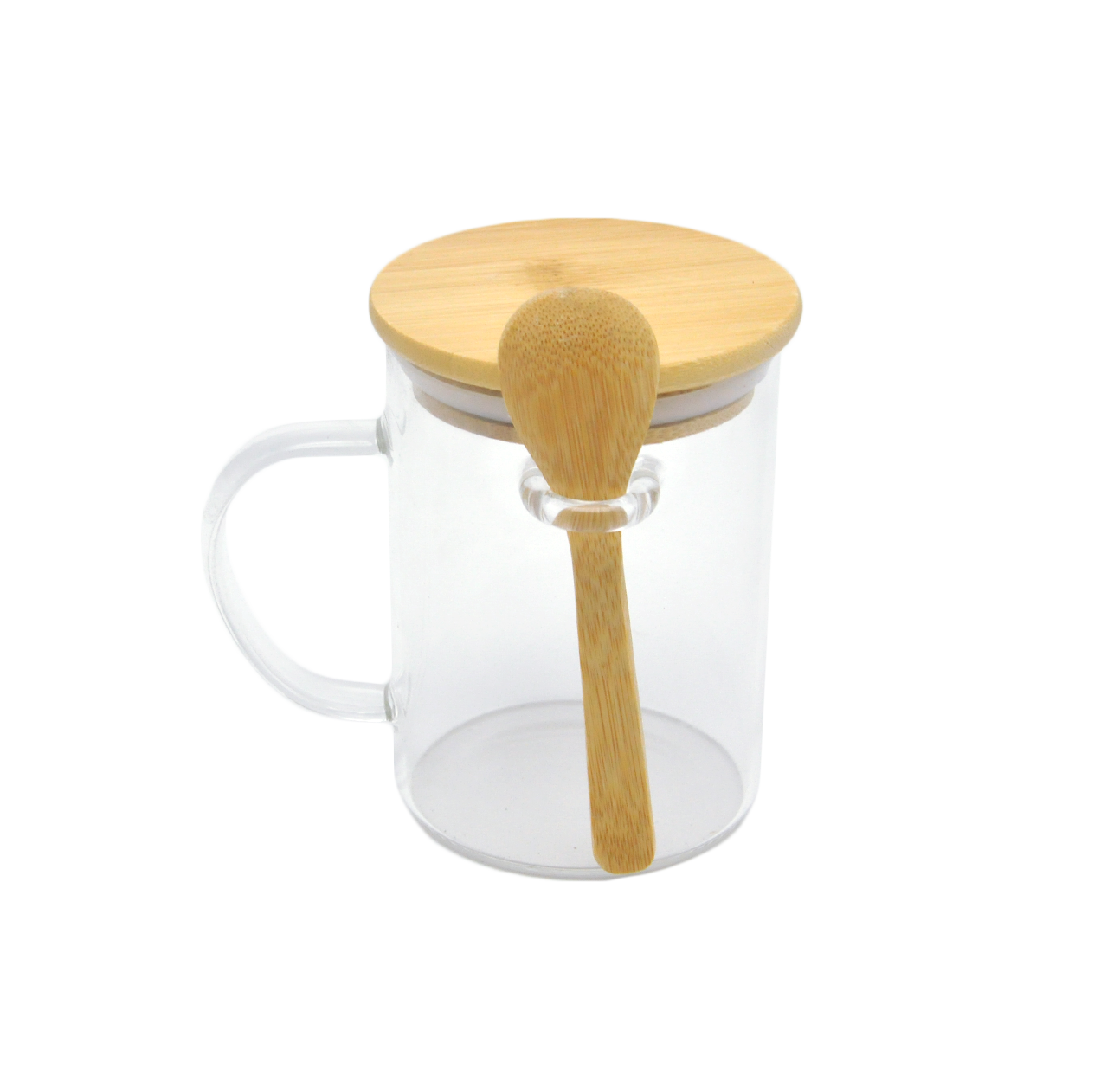 glass mug with spoon. 