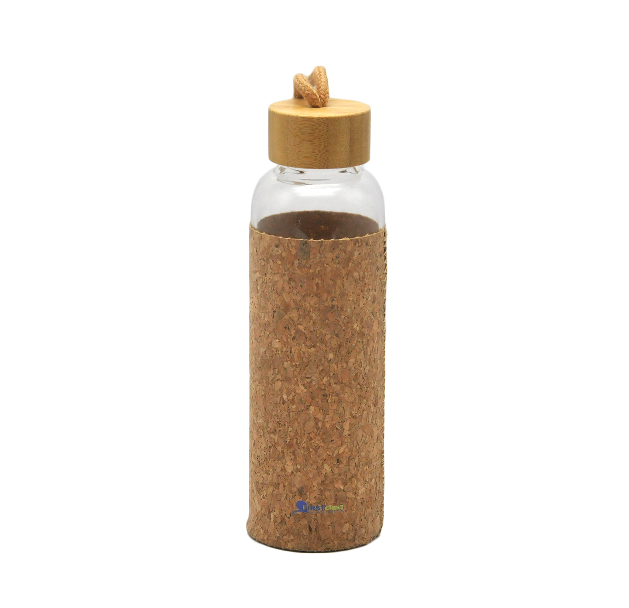 glass bottle with cork sleeve 