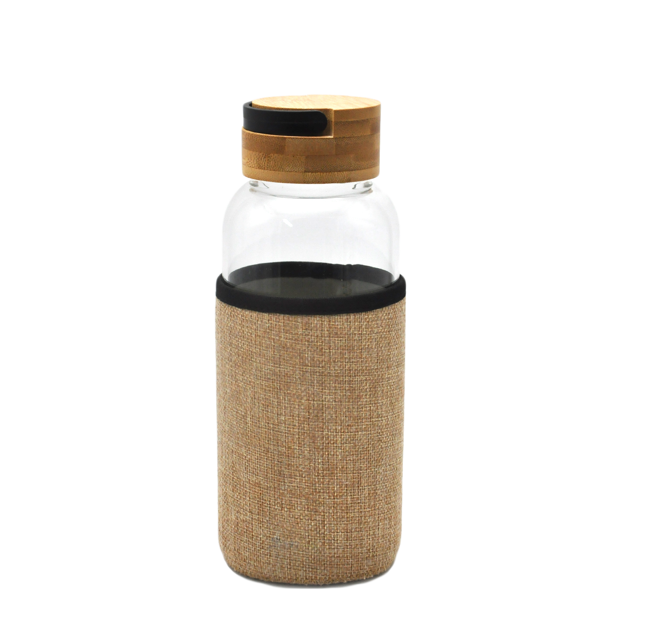 glass bottle with bamboo lid 