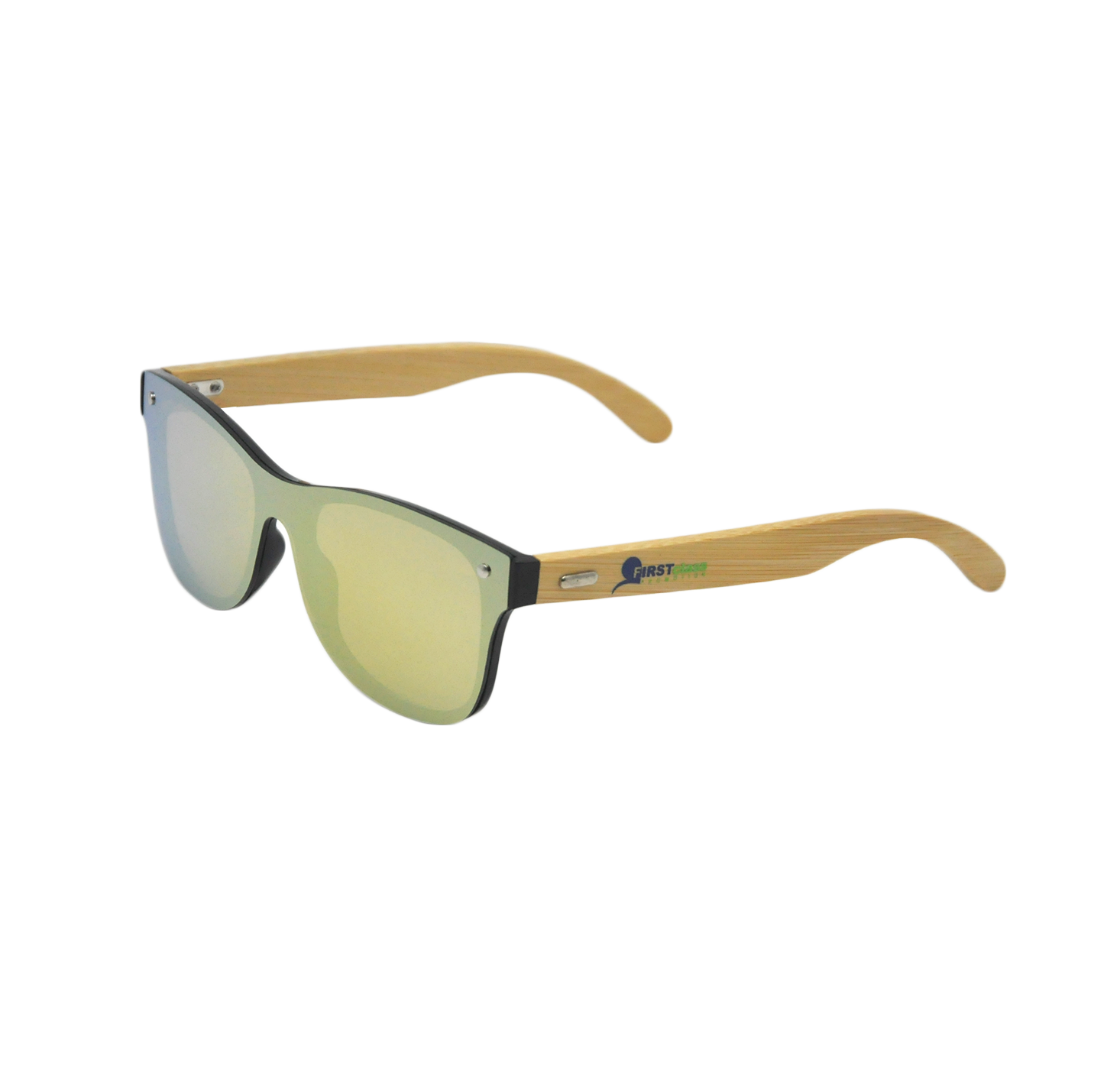 all over mirrored lens bamboo sunglass