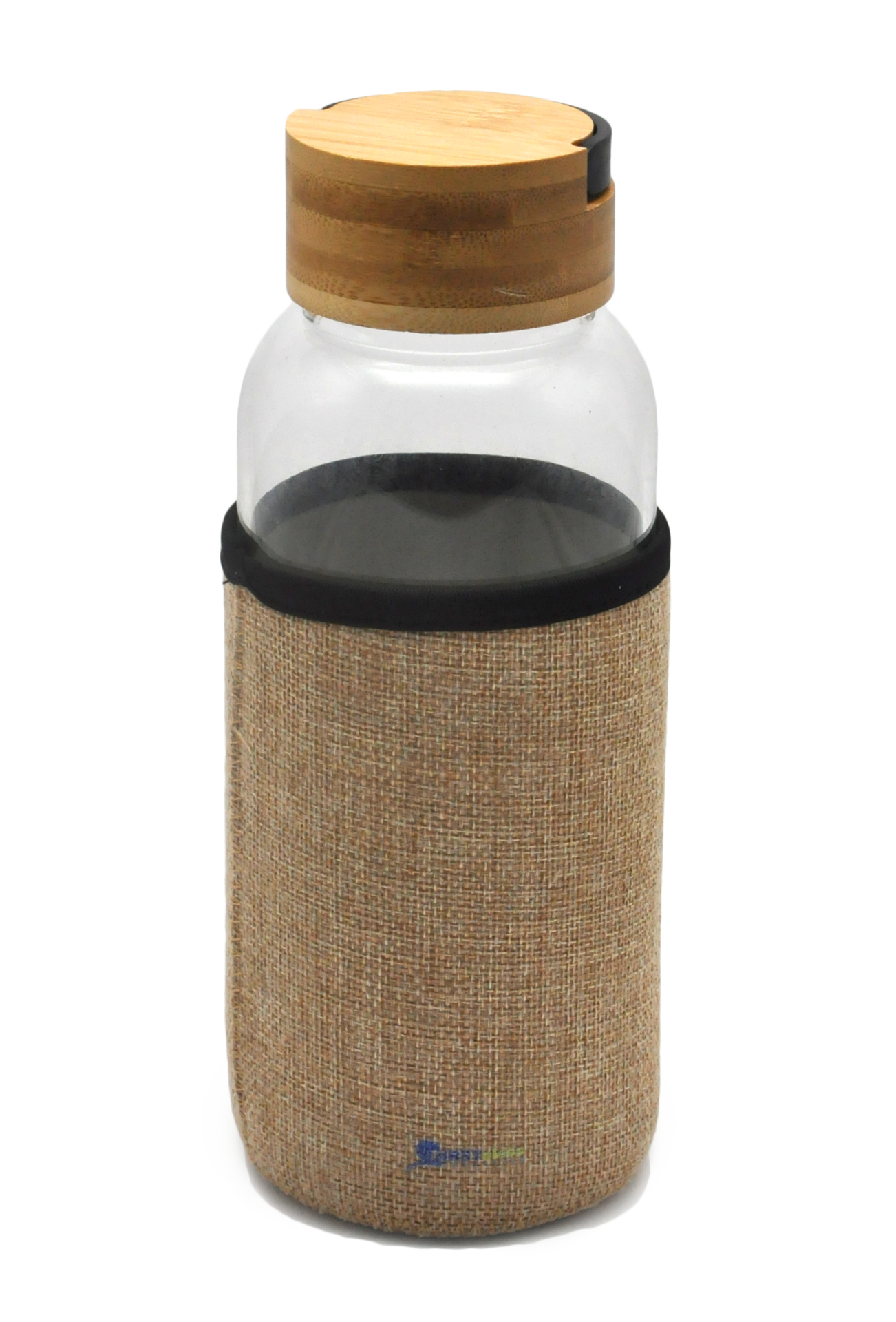 glass bottle with bamboo lid 