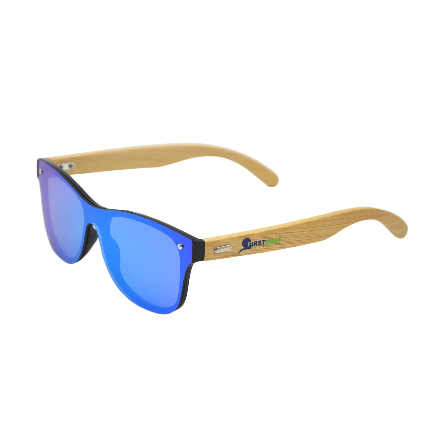 all over mirrored lens bamboo sunglass